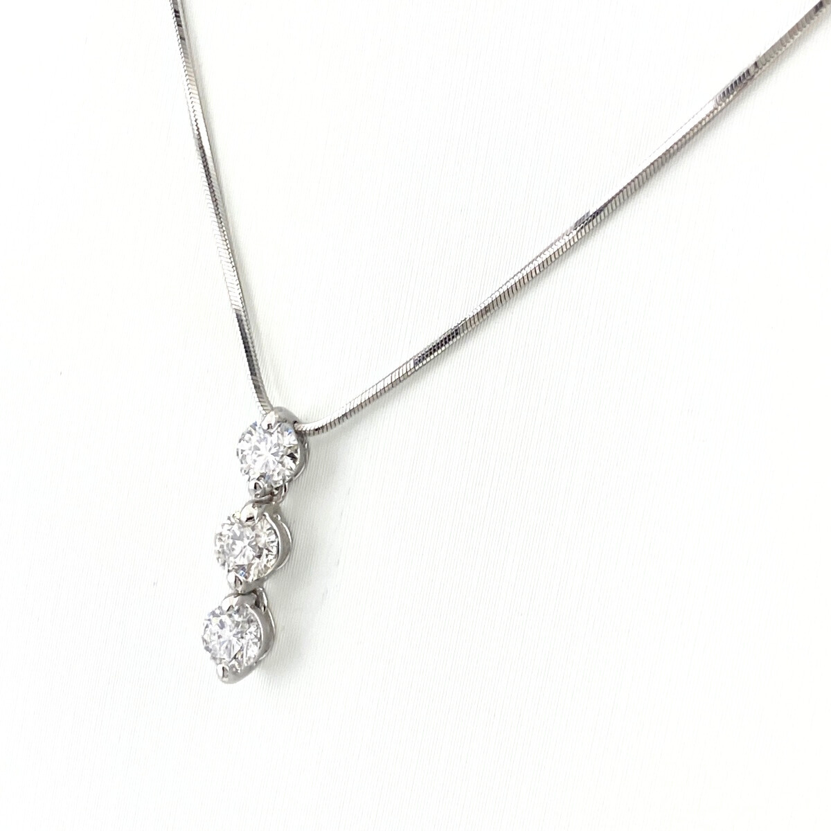 トリロジー trilogy メレダイヤ デザインネックレス プラチナ ペンダント ネックレス Pt900 Pt850 ダイヤモンド レディース 【中古】拍卖