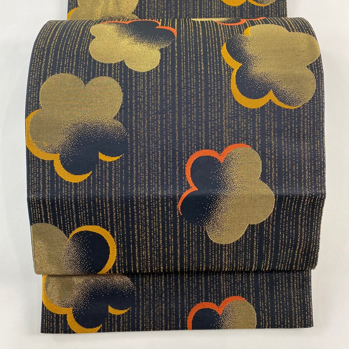【美品】 袋帯 秀品 梅 箔箔 黒 六通 正絹 【中古】拍卖