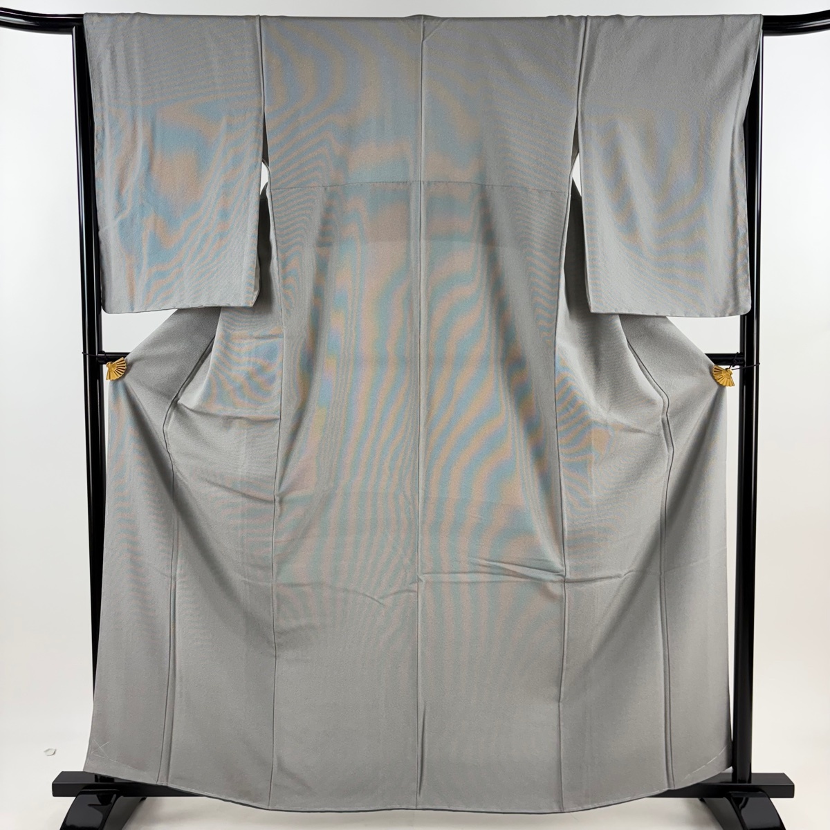 【美品】 江戸小紋 身丈163cm 裄丈65cm M 袷 万筋 黒灰 正絹 秀品 【中古】拍卖