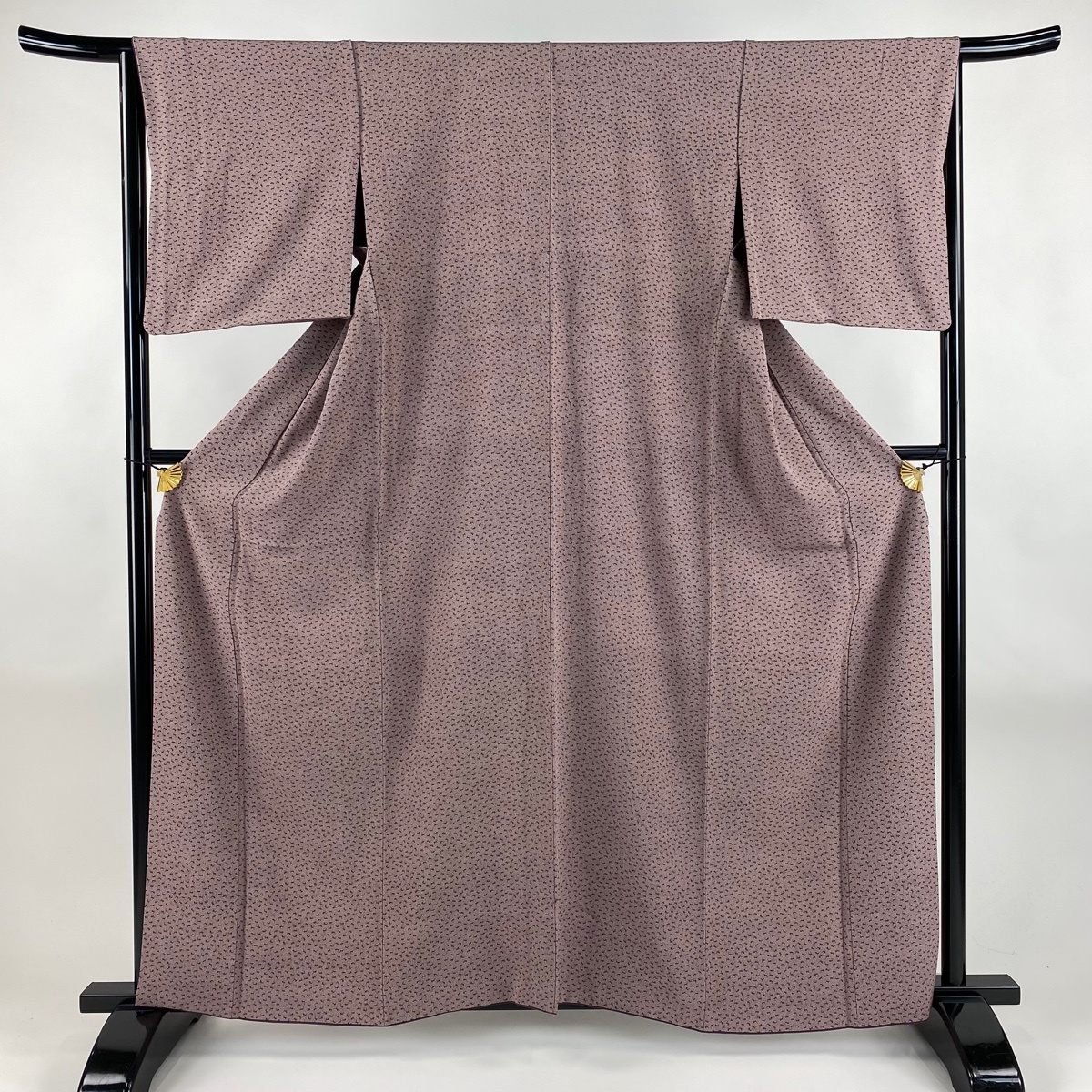 【美品】 江戸小紋 身丈159.5cm 裄丈64.5cm M 袷 胴抜き 落款 猫 灰紫 正絹 名品 【中古】拍卖