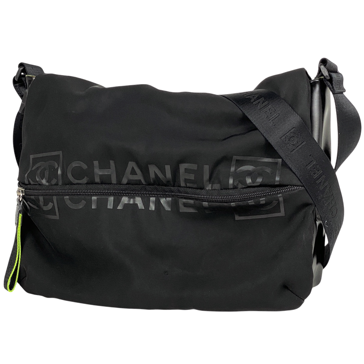 シャネル CHANEL スポーツライン ショルダーバッグ ココマーク メッセンジャーバッグ ナイロン ブラック レディース 【中古】拍卖