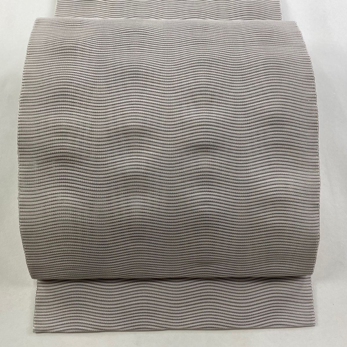 【美品】 名古屋帯 優品 夏帯 絽 八寸名古屋帯 松葉仕立て 灰色 正絹 【中古】拍卖