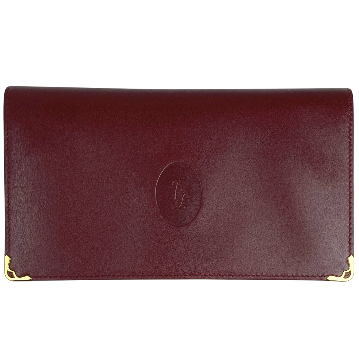 カルティエ CARTIER マストライン 二つ折り 長財布 札入れ 小銭入れ マストドゥ がま口 長財布 レザー ボルドー レディース 【中古】拍卖