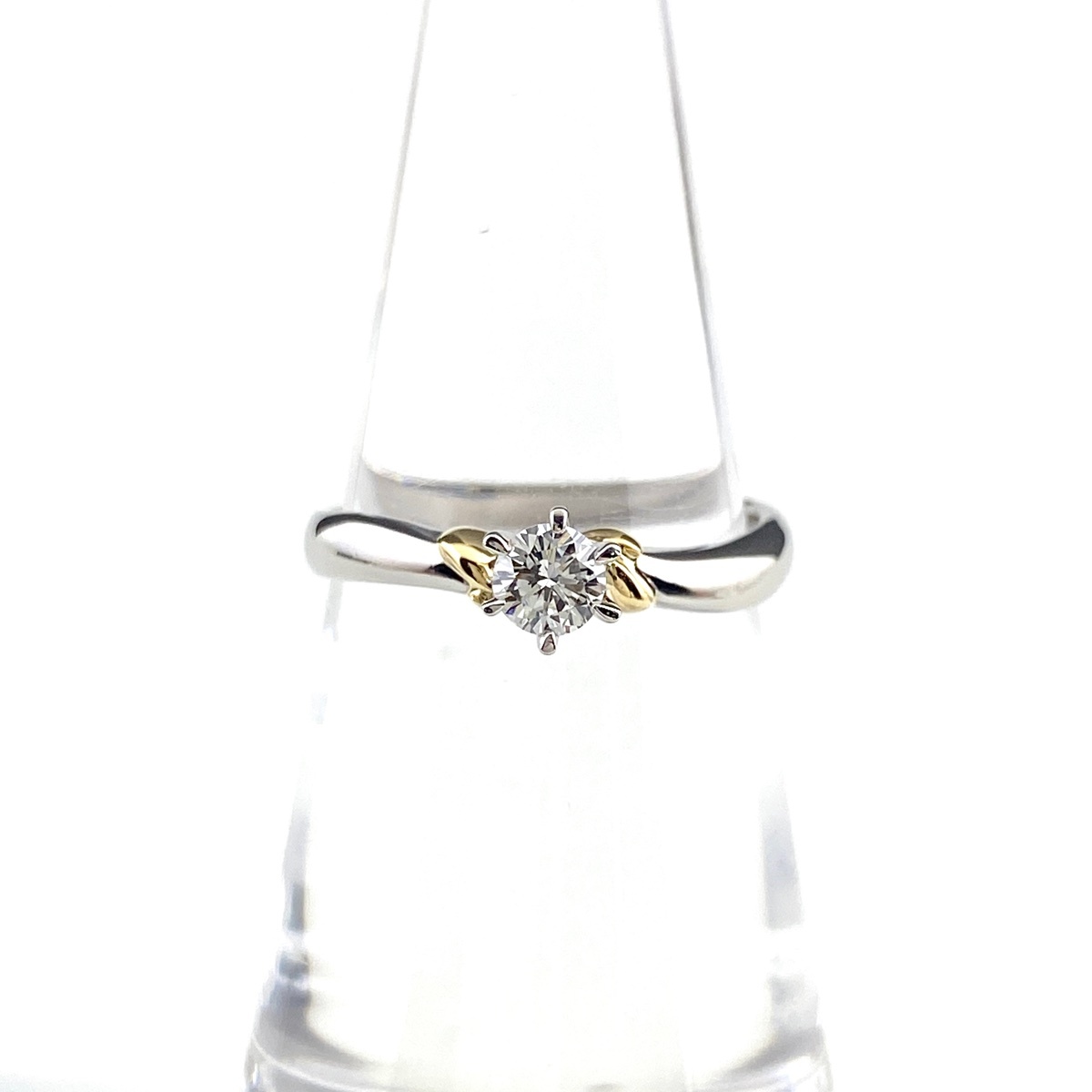 ダイヤモンド デザインリング プラチナ YG イエローゴールド 指輪 リング 10.5号 Pt900 K18 ダイヤモンド レディース 【中古】拍卖