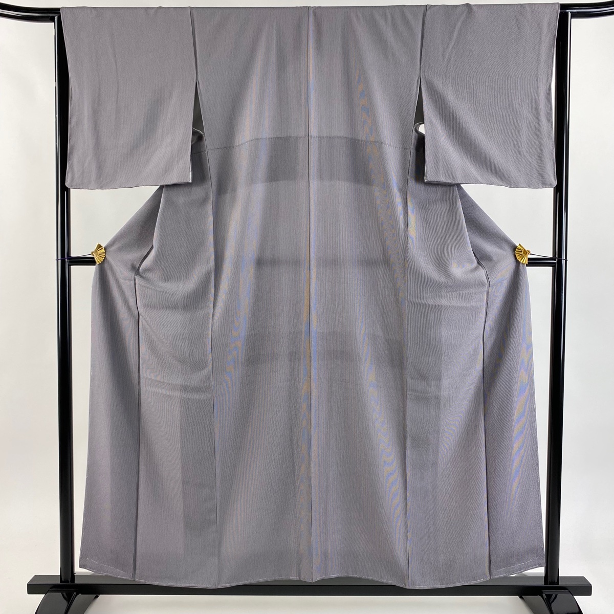 【美品】 江戸小紋 身丈155.5cm 裄丈64.5cm M 袷 万筋 灰紫 正絹 秀品 【中古】拍卖