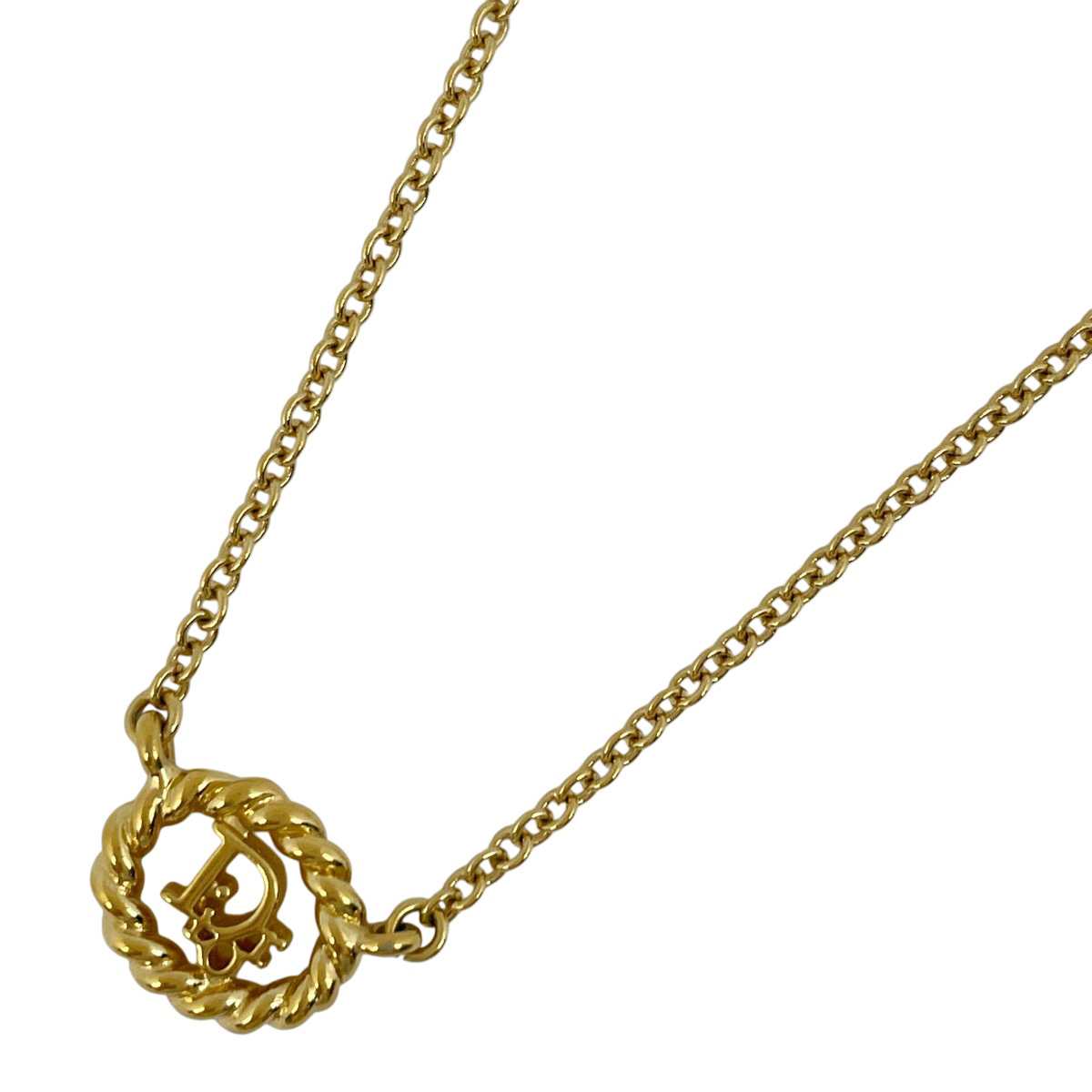 クリスチャンディオール Christian Dior ロゴ ネックレス オーバル ネックレス GP ゴールド レディース 【中古】拍卖