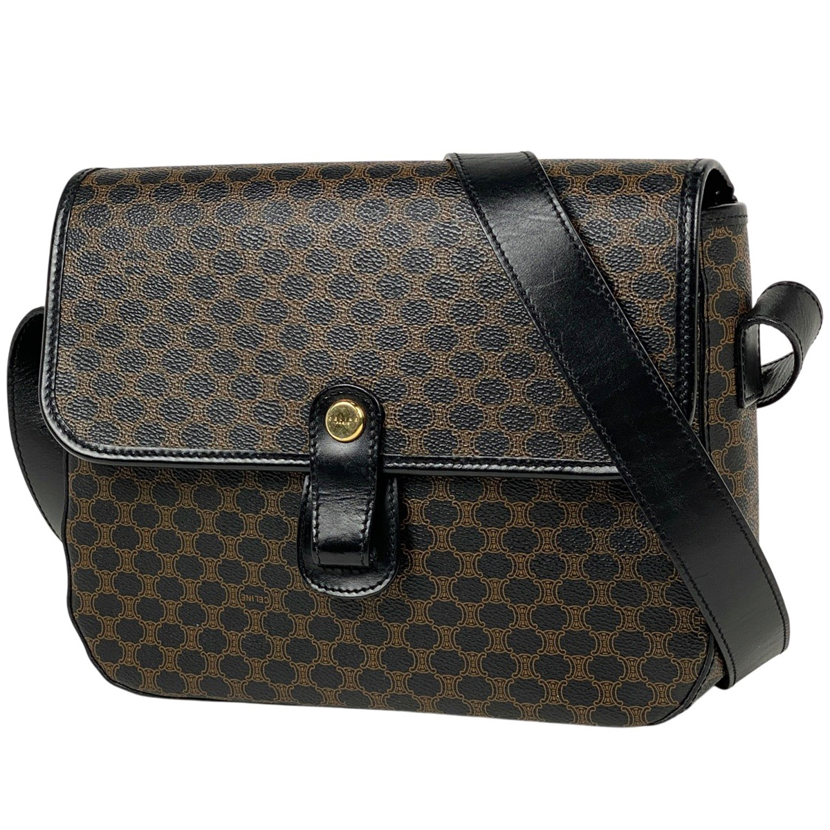 セリーヌ CELINE マカダム柄 ショルダーバッグ 斜め掛け ショルダーバッグ コーティングキャンバス ブラック レディース 【中古】拍卖