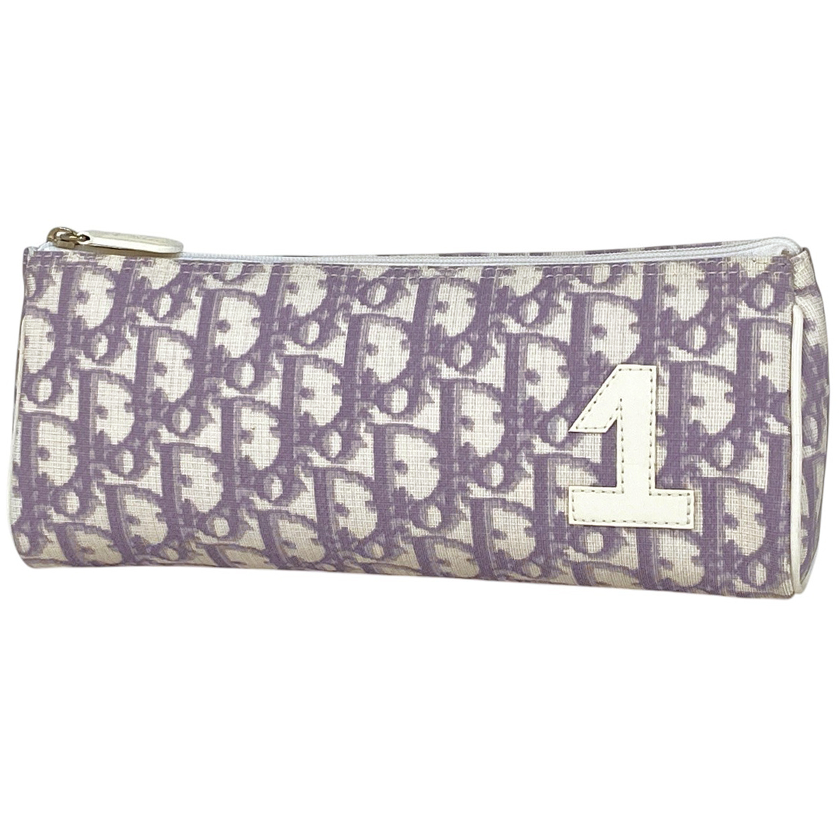 クリスチャンディオール Christian Dior トロッター柄 ポーチ 化粧ポーチ コーティングキャンバス パープル ホワイト レディース 【中古】拍卖