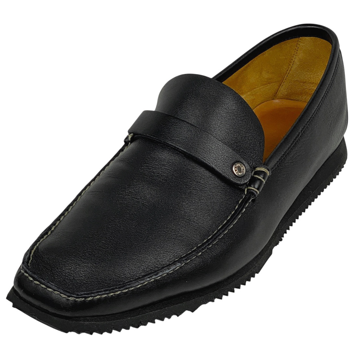 エルメス HERMES ロゴ ローファー 革靴 ビジネスシューズ 靴 ローファー レザー ブラック メンズ 【中古】拍卖