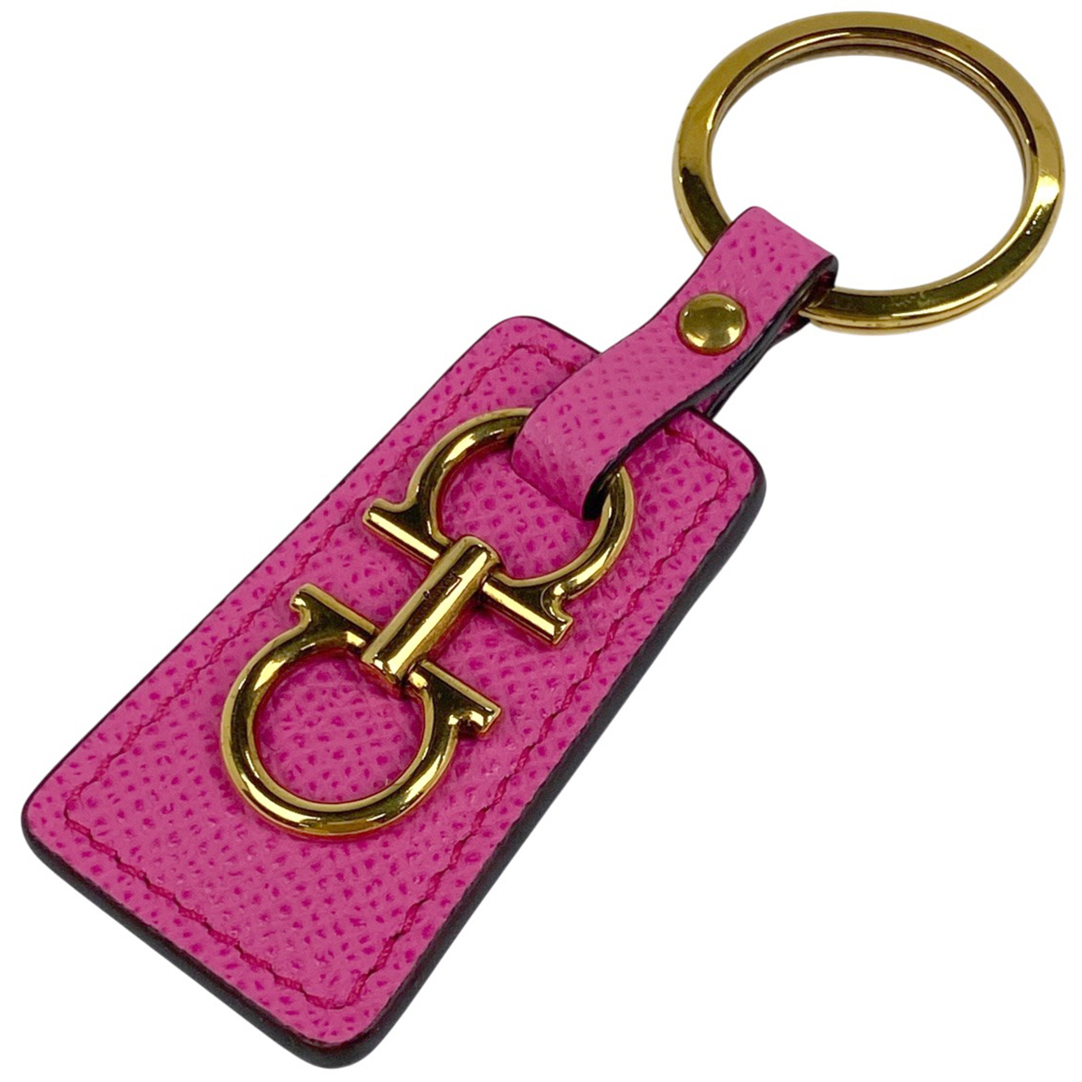 サルヴァトーレフェラガモ Salvatore Ferragamo ガンチーニ キーホルダー キーリング レザー GP ピンク ゴールド レディース 【中古】拍卖