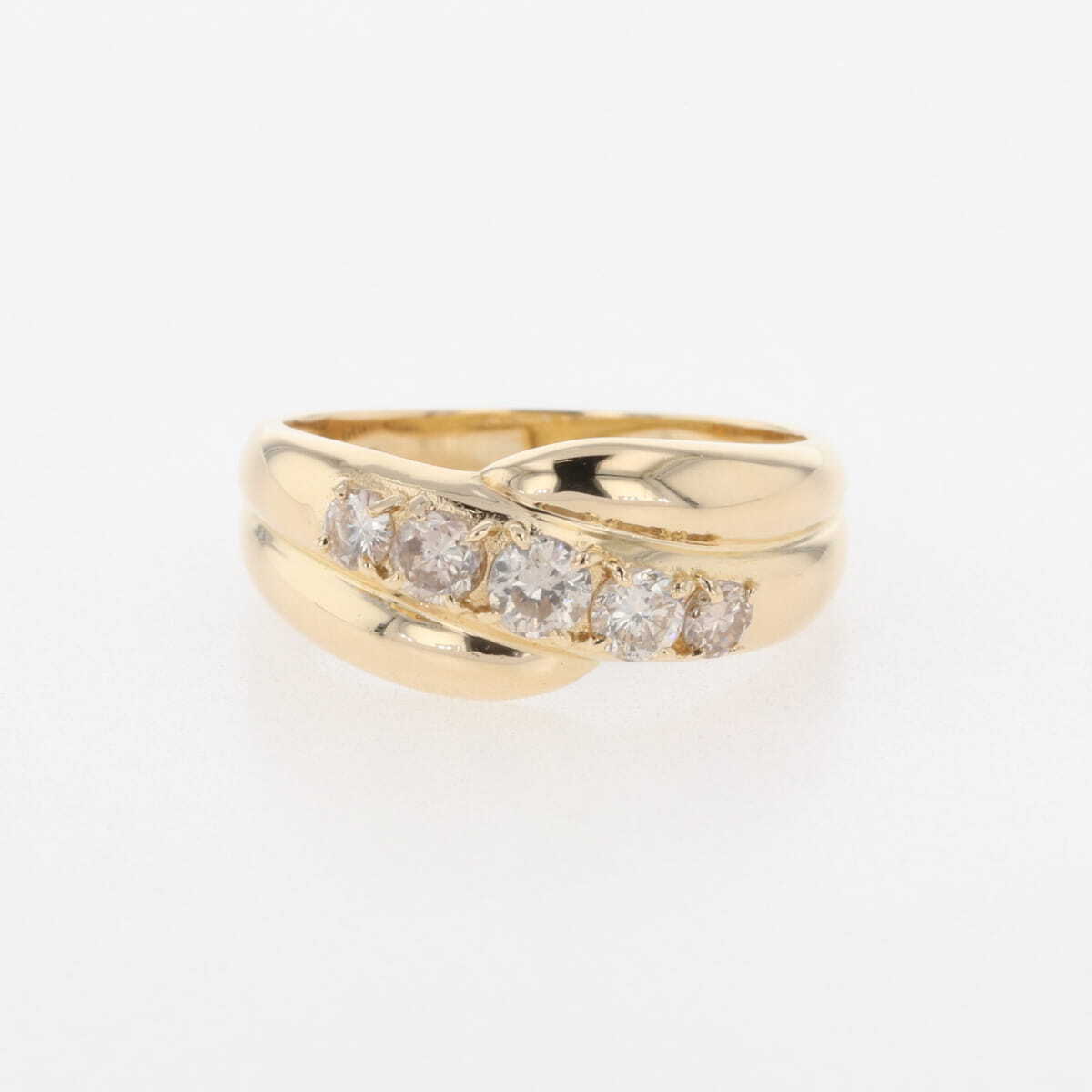 メレダイヤ デザインリング YG イエローゴールド 指輪 リング 11号 K18 ダイヤモンド レディース 【中古】拍卖