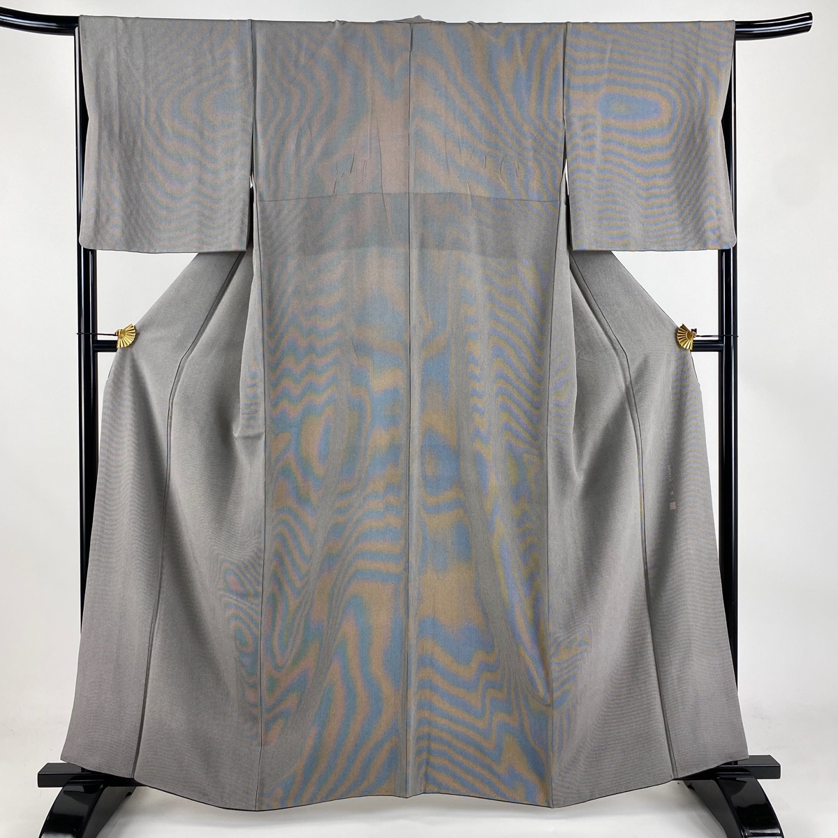江戸小紋 身丈161cm 裄丈66cm M 袷 砂川健一 落款 万筋 灰紫 正絹 秀品 【中古】拍卖