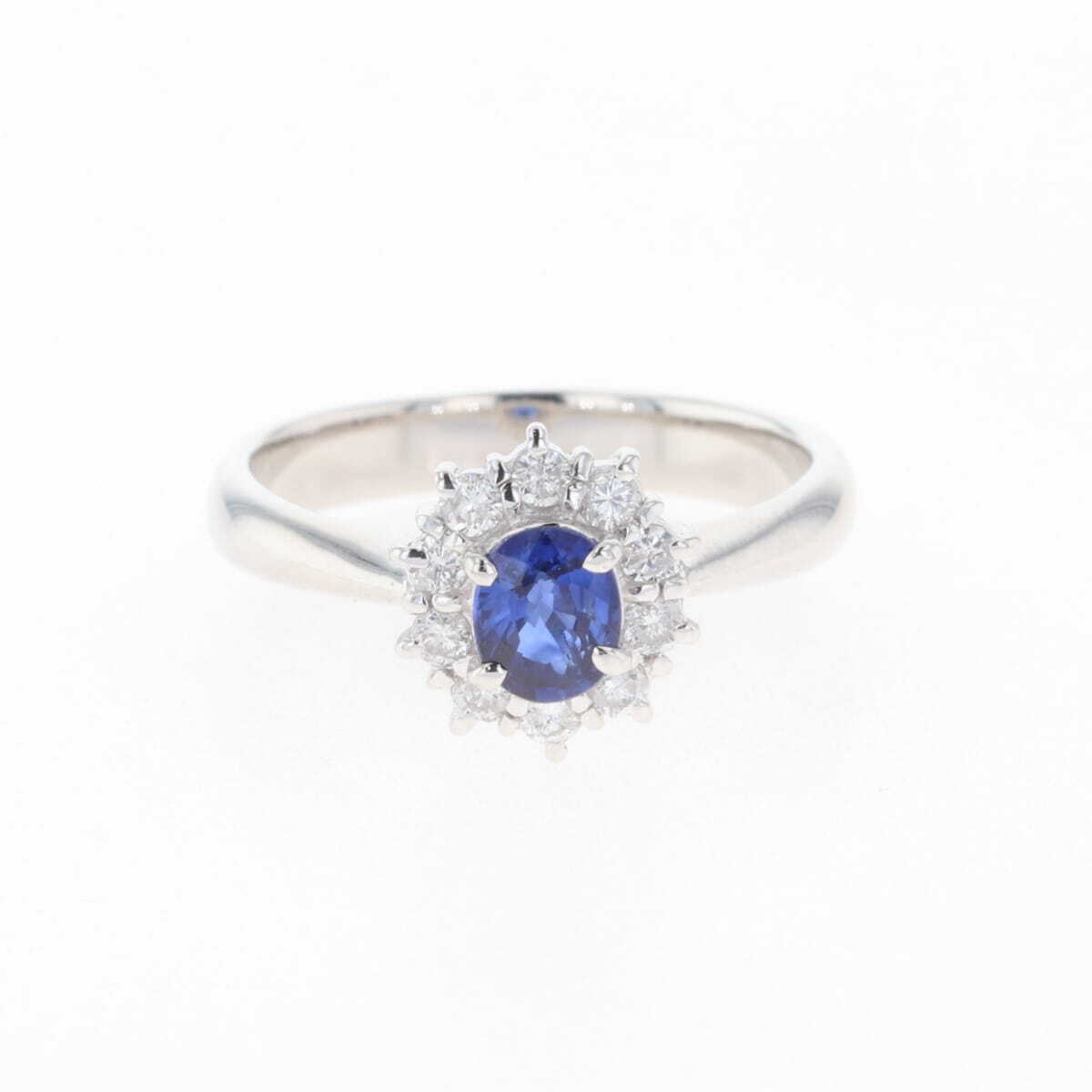 サファイア デザインリング プラチナ 指輪 メレダイヤ リング 11号 Pt900 サファイア ダイヤモンド レディース 【中古】拍卖