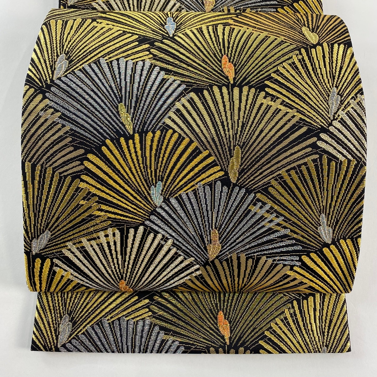 【美品】 袋帯 名品 若松 金銀糸 箔 黒 六通 正絹 【中古】拍卖