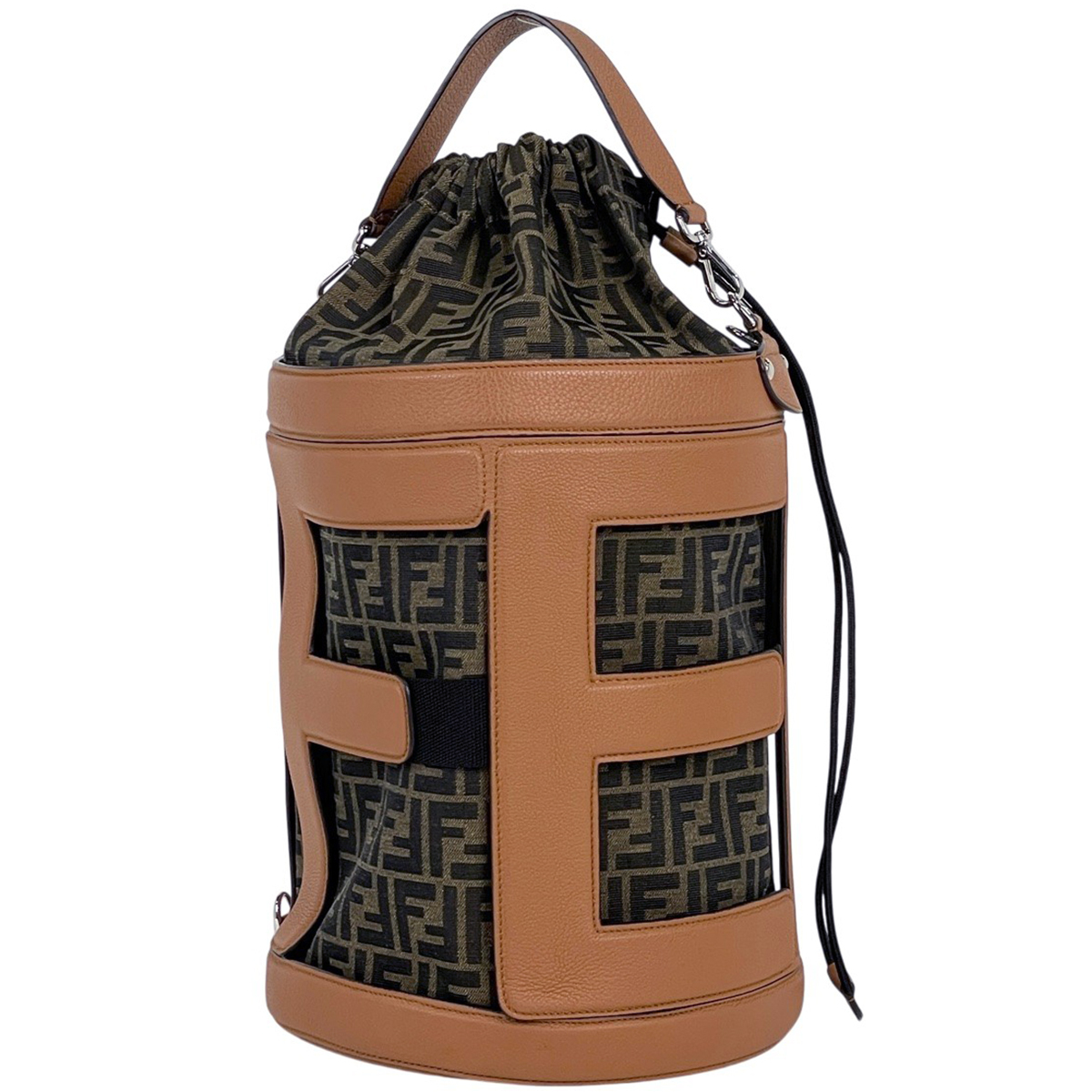 フェンディ FENDI ズッカ柄 ハンドバッグ 2WAY ショルダーバッグ 巾着 ハンドバッグ キャンバス ブラウン レディース 【中古】拍卖