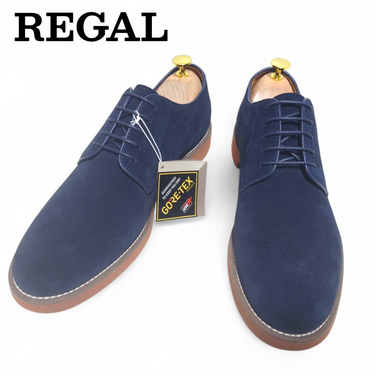 REGAL リーガル ゴアテックス GORE-TEX プレーントゥ 内羽根 スエード ネイビー ビジネスシューズ ドレスシューズ レザー 防水 26.5拍卖