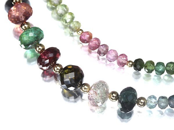 7VV16878T【売り切り】新品仕上【RK宝石】≪Tourmaline≫ 色鮮やかな輝き!! 天然トルマリン マルチカラー K18 高級ネックレス拍卖