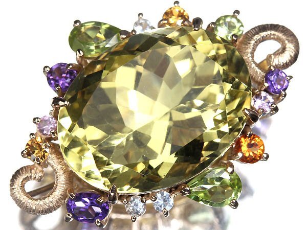 7UM16882S【売り切り】新品【RK宝石】極上レモンクォーツ 特大18.16ct マルチカラー 4宝石 1.7ct K18 超高級ペンダントヘッド ネックレス拍卖