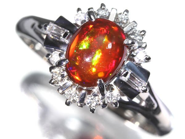 7KM16887SS【売り切り】新品仕上【RK宝石】≪opal≫ 極上ファイアオパール 大粒1.00ct 極上ダイヤモンド Pt900 高級リング ダイヤ拍卖