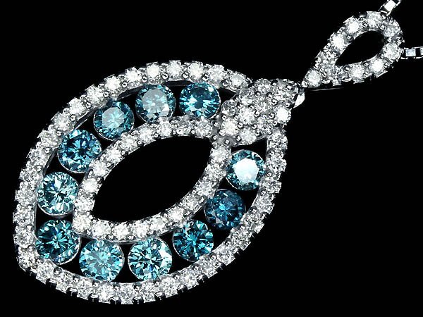 RK17026SS【1円~】新品仕上【RK宝石】《Diamond》極上ブルーダイヤモンド 極上クリアダイヤ 総計1.00ct K18WG 高級ネックレス ダイヤ拍卖