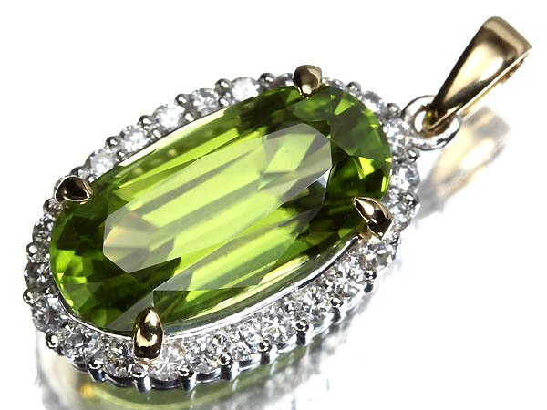 MR17061S【1円~】新品【RK宝石】《Peridot》極上ペリドット 大粒5.64ct 極上ダイヤモンド Pt950 K18 高級ペンダントヘッド ネックレス拍卖