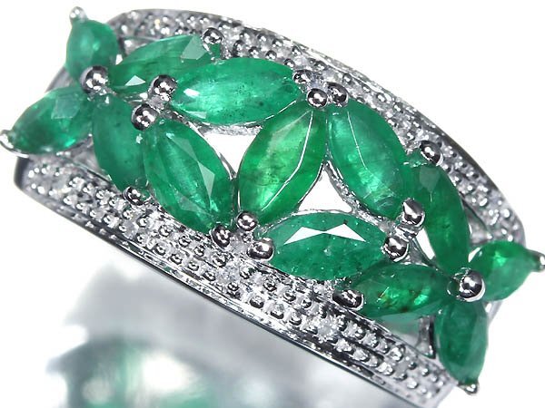 OM17057S【1円~】新品【RK宝石】≪Emerald≫ 濃厚カラーの輝き!! 上質エメラルド 極上ダイヤモンド K18WG 高級リング ダイヤ拍卖