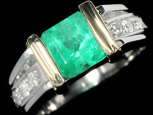 UV17048S【1円~】新品【RK宝石】≪Emerald≫ 極上エメラルド 大粒1.52ct 極上ダイヤモンド Pt900 K18 高級リング ダイヤ コンビリング拍卖