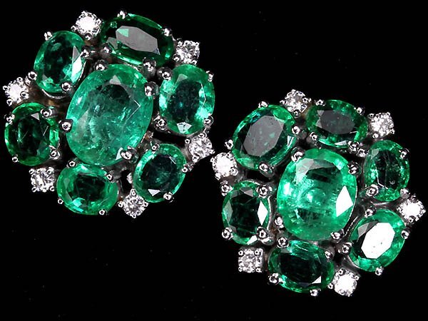 ZM16950SS【1円~】新品【RK宝石】≪Emerald≫ 極上エメラルド 両耳 総計3.37ct 極上ダイヤモンド K18WG 超高級ピアス ダイヤ拍卖