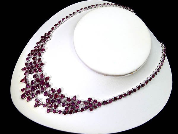 UML16848【1円~】新品【RK宝石】《Ruby》 極上天然ルビー 総計42.87ct 極上ダイヤモンド K18WG 超高級 テニス フルエタニティ ネックレス拍卖