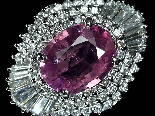 IRL15773SS【1円~】新品【RK宝石】≪Sapphire≫ 上質非加熱ピンクサファイア 特大3.57ct!! 極上ダイヤモンド 2.5ct Pt900 超高級リング拍卖