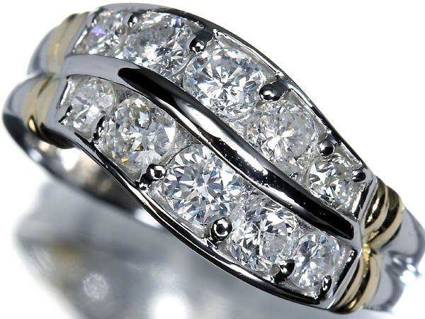 UO16995T【1円~】新品仕上【RK宝石】《Diamond》ジュエリーマキ 豪華絢爛!! 極上ダイヤモンド 総計1.03ct!! Pt850 K18 高級リング ダイヤ拍卖