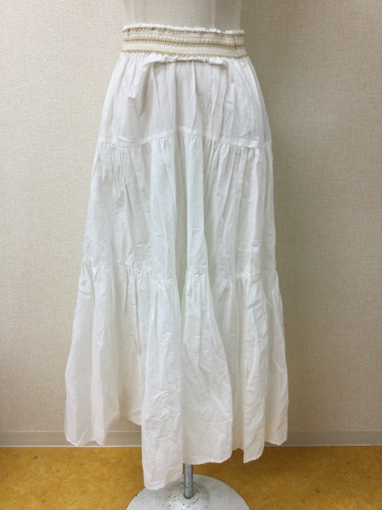エル タグ付き未使用! 白のスカート ウエストゴム サイズ38拍卖