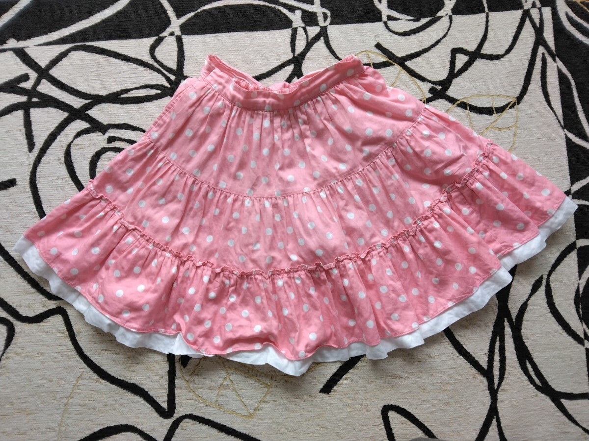 シャーリーテンプル 女の子 ピンク ドット柄 フリルスカート リボン付き拍卖