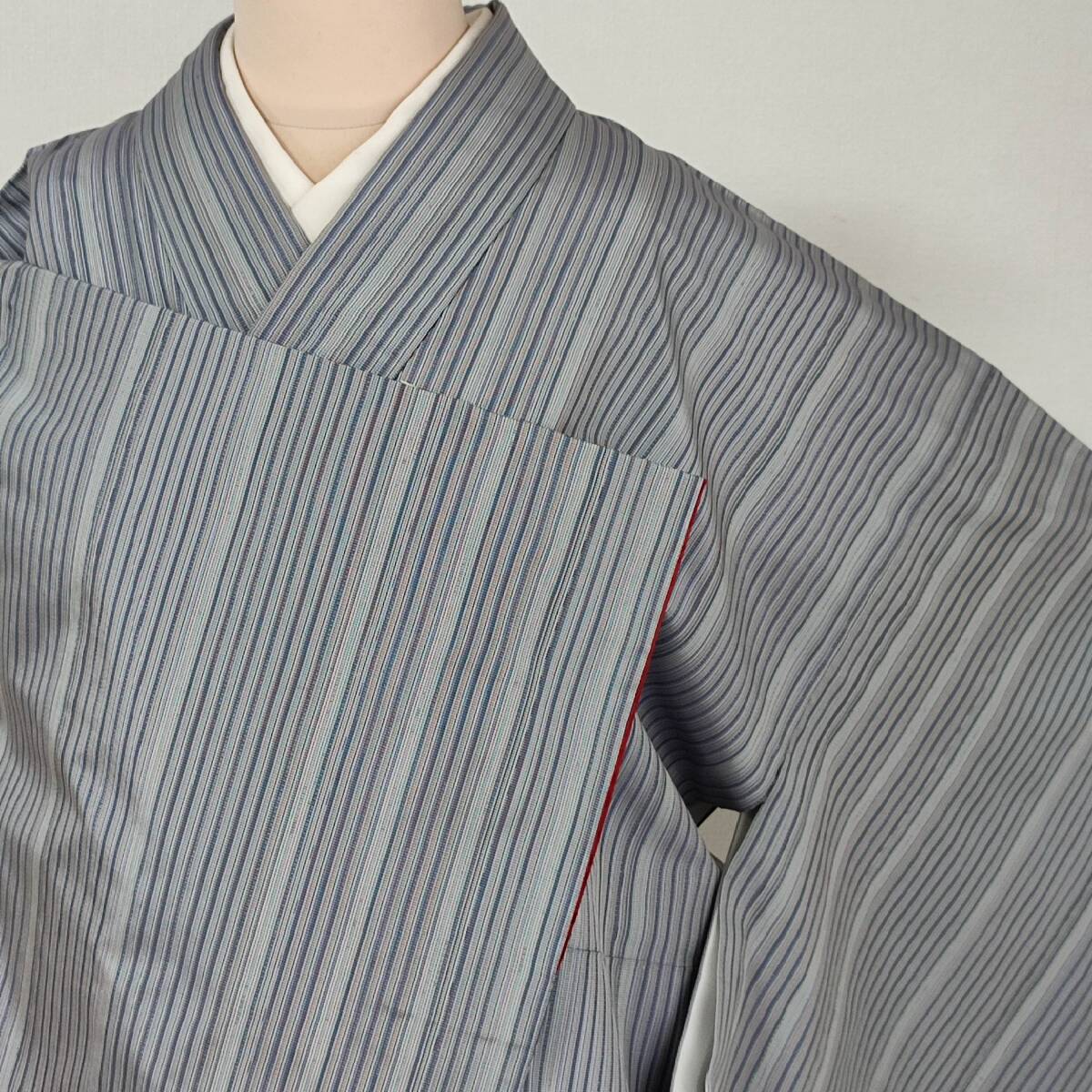 即決■着物の越田■裄70身丈170 正絹 小紋 袷 美品 縦縞柄 裄長 トールサイズ ゆったりサイズ クイーンサイズ 美品 双◇む30E03拍卖