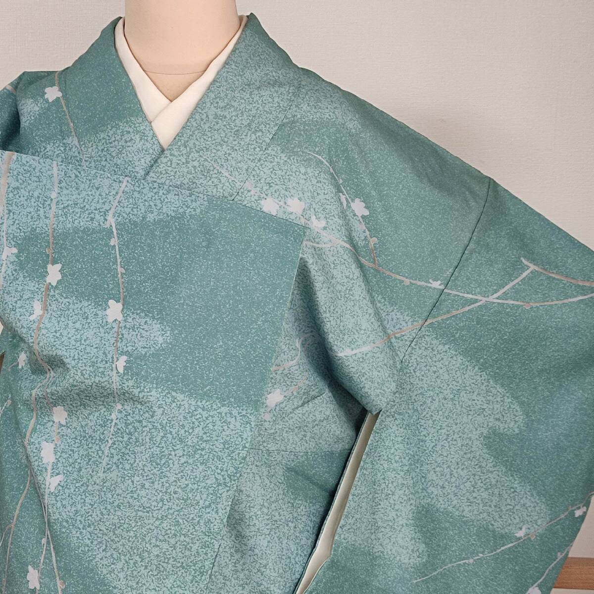 即決■着物の越田■裄65.5身丈163 正絹 訪問着 袷 訳あり品 ブルーグリーン系のお色味 双◇む30E07拍卖