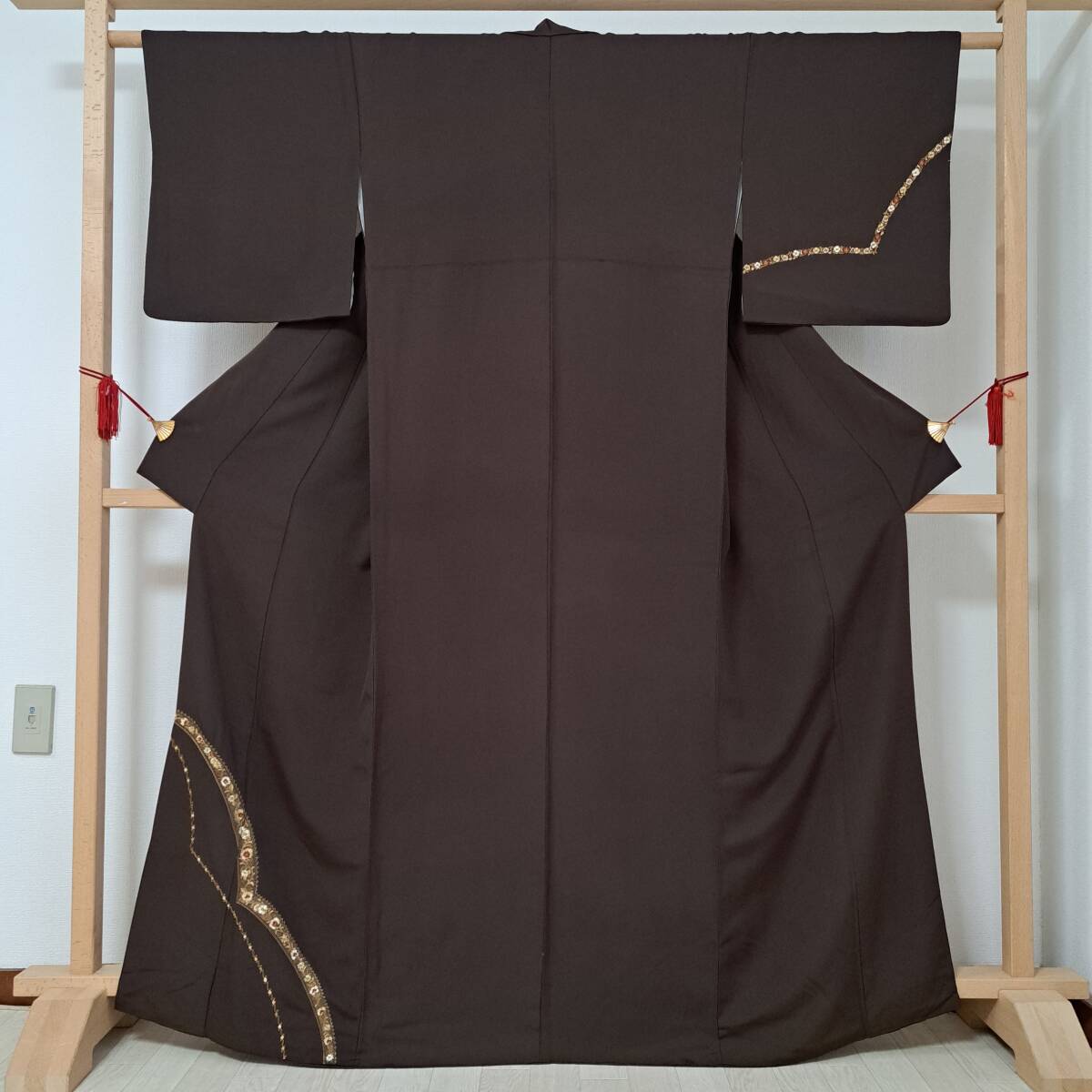 即決■着物の越田■裄69身丈169.5正絹 付下げ 刺加工 裄長 トールサイズ D◇め06R04拍卖