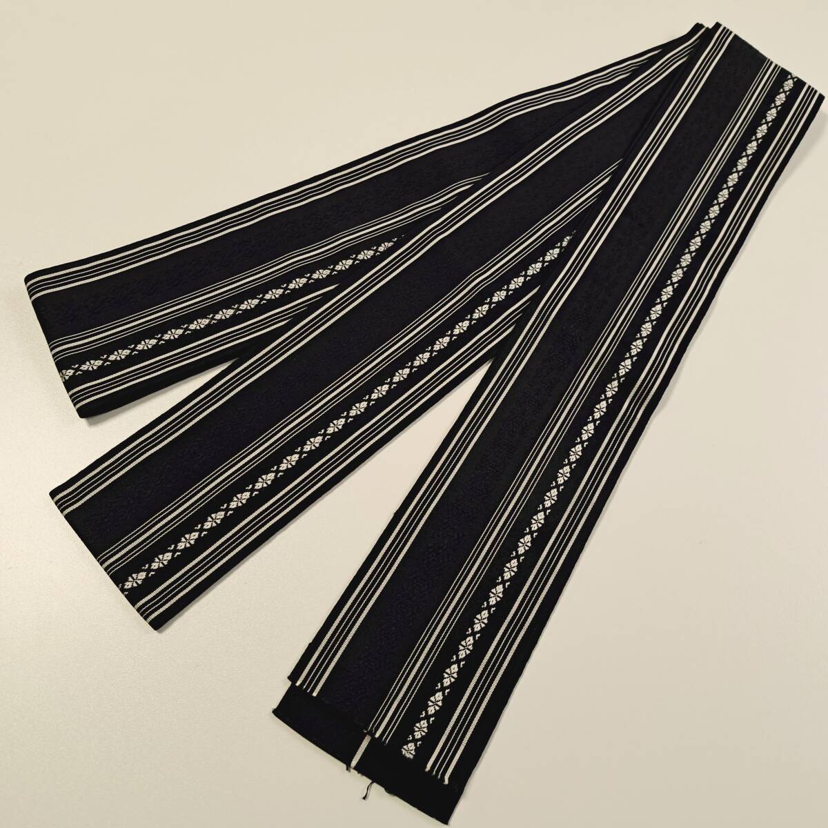 即決■着物の越田■幅8.5 長さ396 正絹 角帯 博多帯 黒地 ■む30J03拍卖