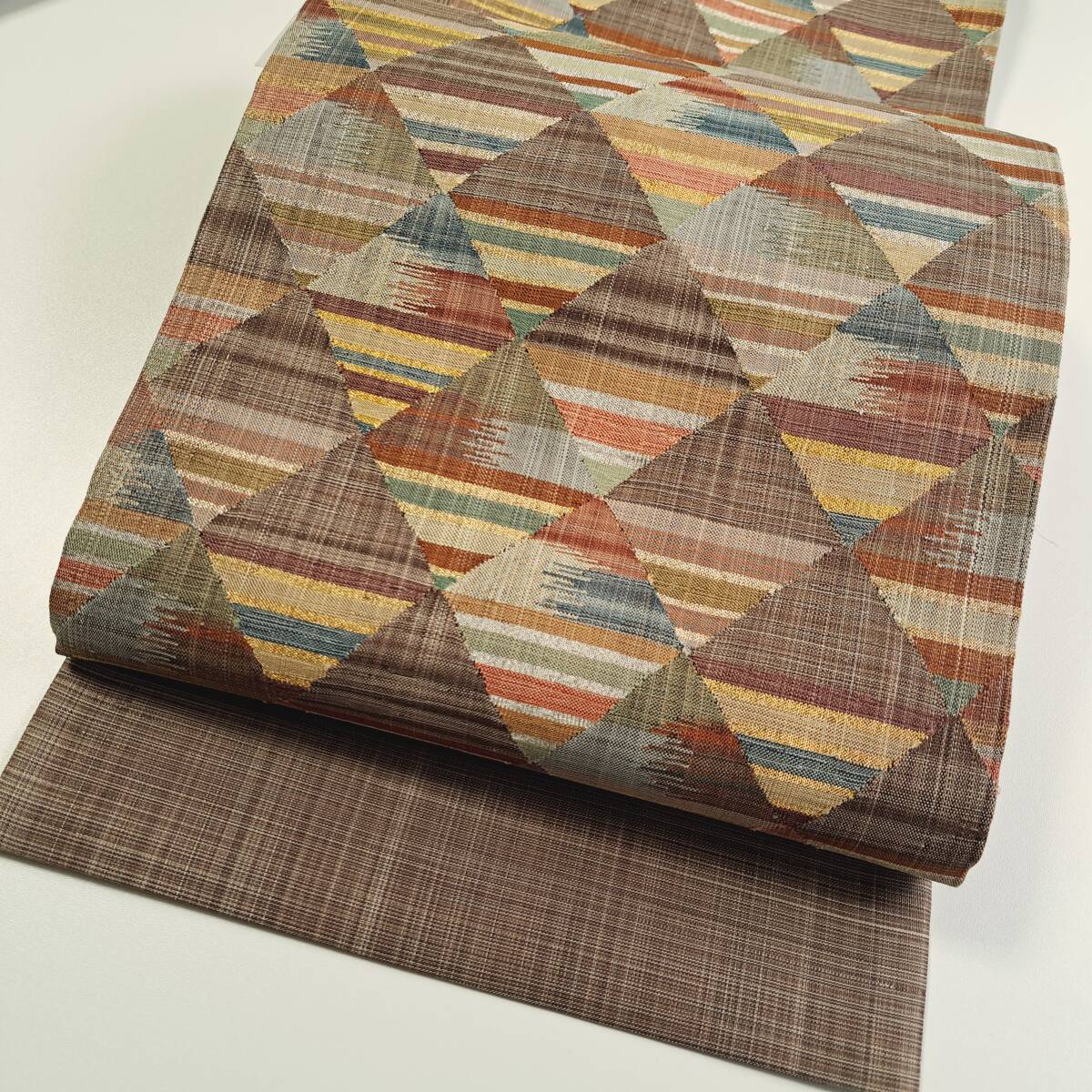 即決■着物の越田■幅30.5 長さ444.5 正絹 袋帯 洒落袋 鱗文様 縞 金糸銀糸あり ■む30J04拍卖