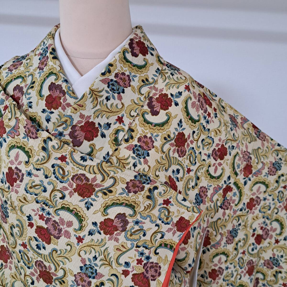 即決■着物の越田■裄65身丈160 正絹 小紋 カジュアル ちりめん 普段着 おでかけに ■め16R03拍卖