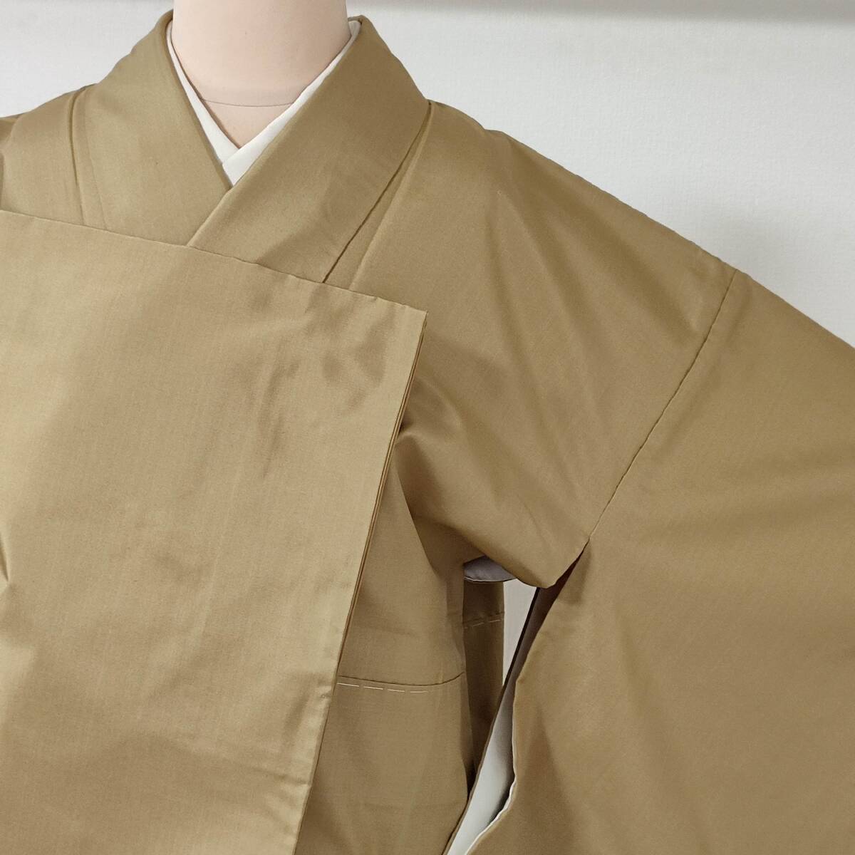 即決■着物の越田■裄67身丈155 紬 袷 色無地感覚 ベージュ系■め09E01拍卖