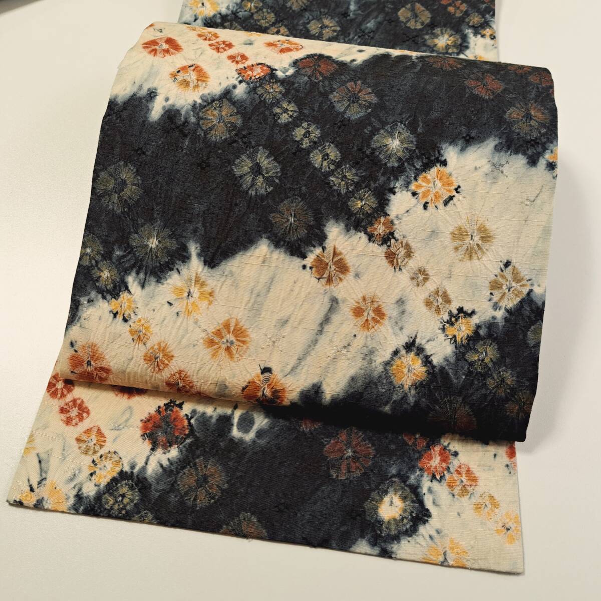 即決■着物の越田■幅31.5長さ452.5 正絹 袋帯 絞り 有松鳴海紬絞り 彩麗絞り ◇双め14J01拍卖