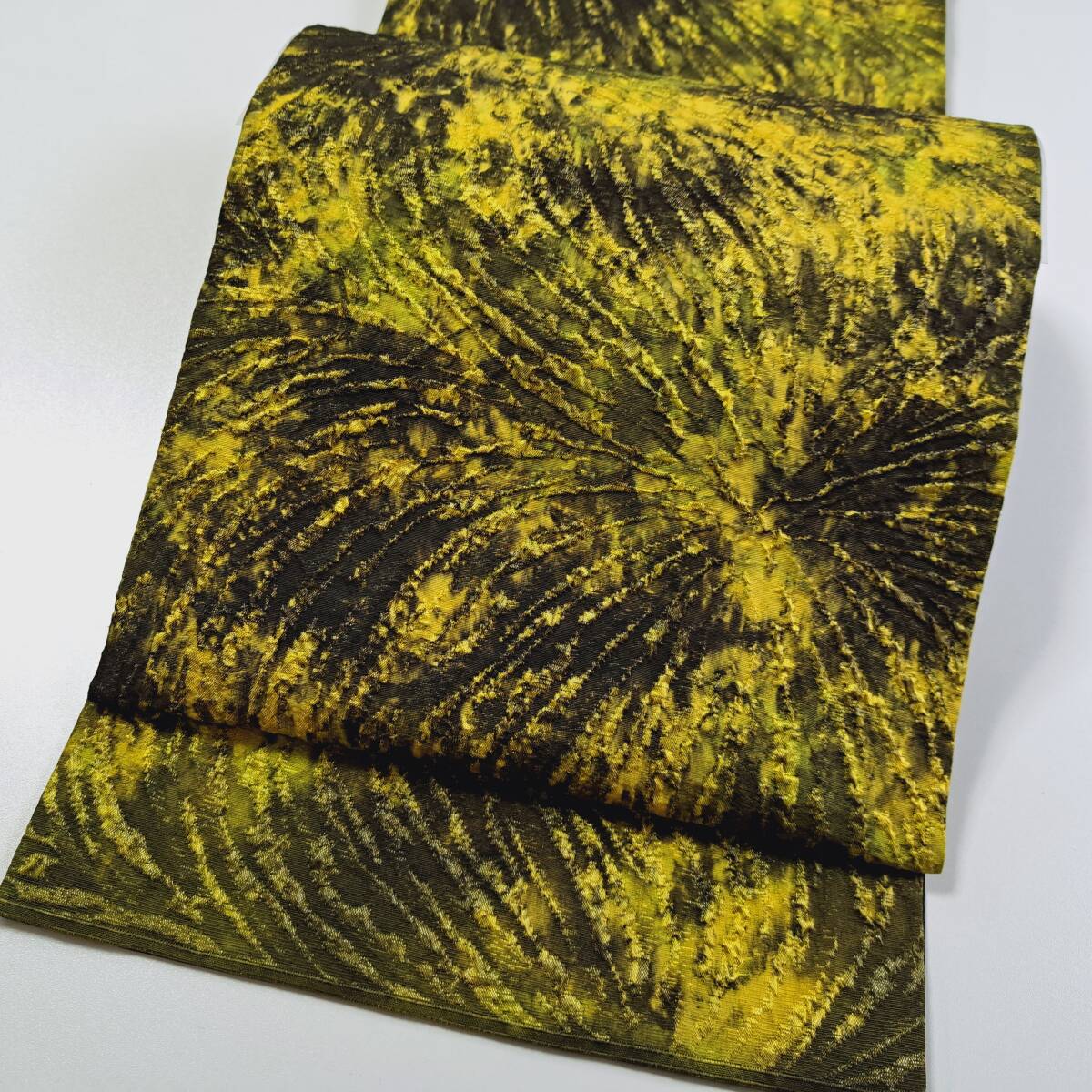 即決■着物の越田■幅30 長さ422 正絹 袋帯 個性的 華やか 黄色 ■め14J02拍卖