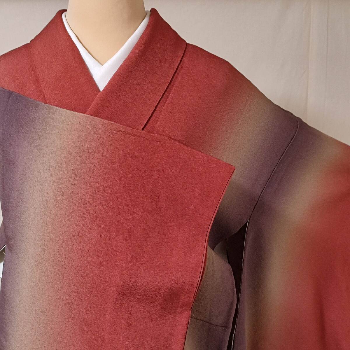 即決■着物の越田■裄65身丈155.5 正絹 小紋 袷 グラデーション 色無地感覚 共八卦 紋無し 美品■め23E08拍卖