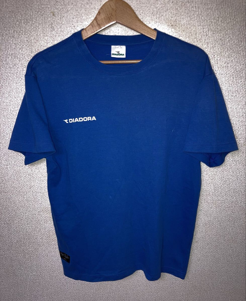 ディアドラ ロベルト・バッジョ シグネチャーモデル 半袖 コットン Tシャツ ブルー Mサイズ diadora DJ-201B拍卖