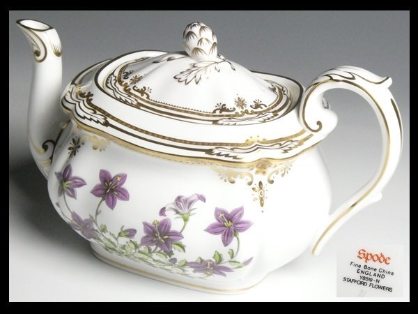 スポード Spode 高級シリーズ スタッフォード フラワーズ 金彩 フラワー 花絵 ③ 大型 ポット n677拍卖