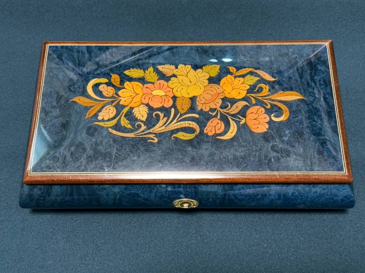 リュージュ スイス製/イタリア製 小物入れ 高級ジュエリーボックス 象嵌 ブルー ロマンス拍卖