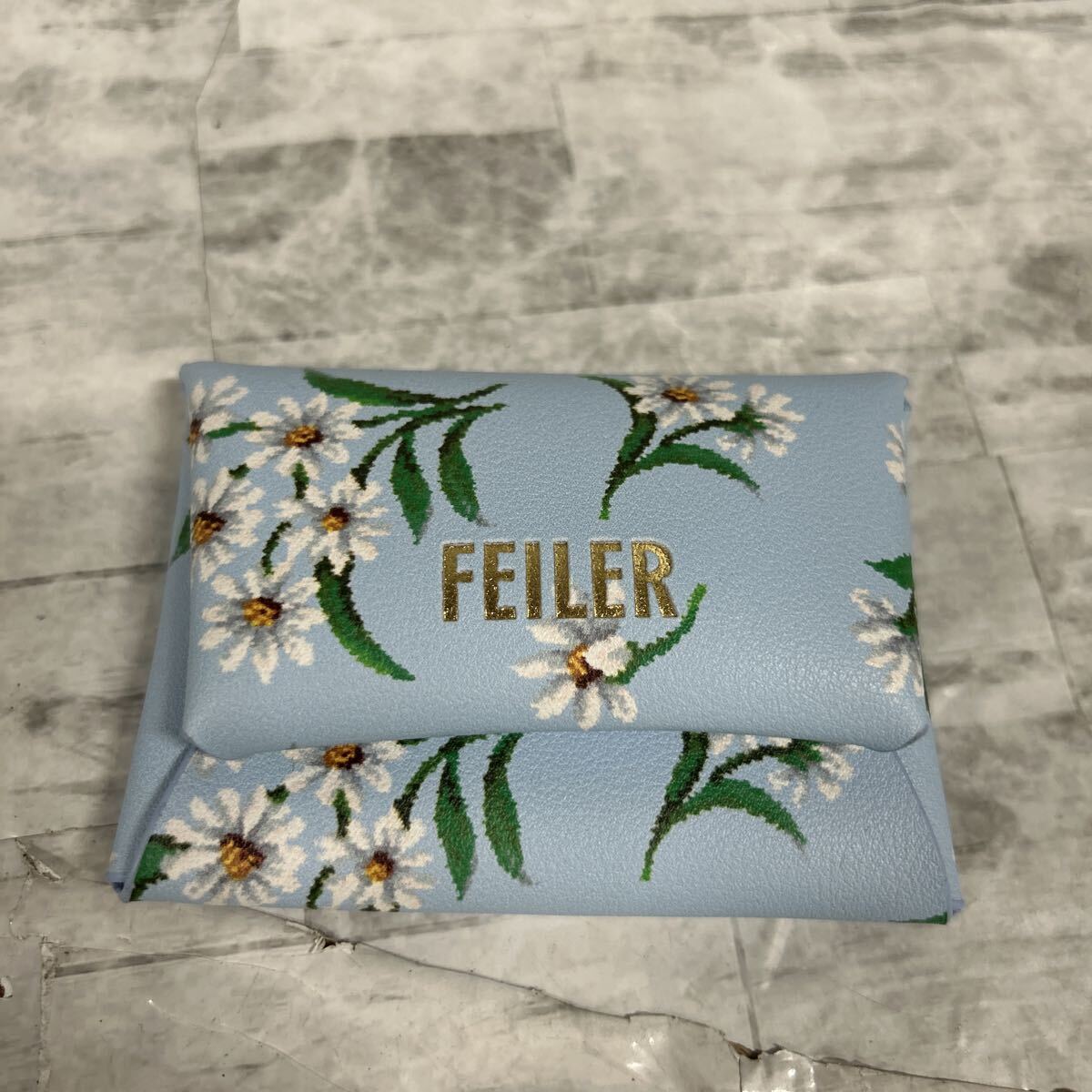 SKAM-2412 ▲ 財布 小銭入れ 美品 FEILER フェイラー コインケース 水色 花柄拍卖
