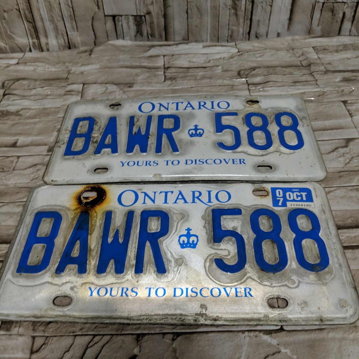 SKSZ1478 ▲ 看板 海外ナンバープレート オンタリオ ヴィンテージ 2つセット拍卖