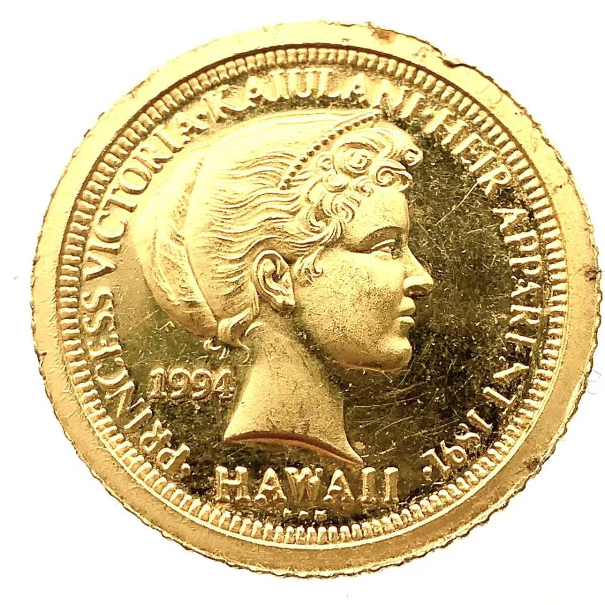23522 ビクトリア カイウラニ王女 イルカ金貨 ハワイ イエローゴールド 1994年 3.1g 1/10オンス 純金コイン 24金 コレクション拍卖