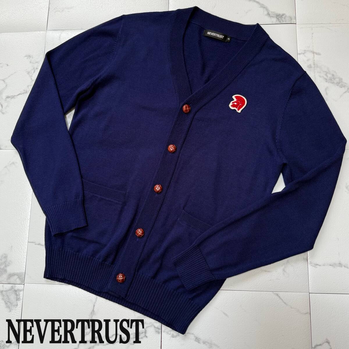 ★ NEVERTRUST ネバートラスト TROJAN SKINS トロージャン スキンズ トリコロール カラー ネイビー カーディガン 3 (L) パンク ロック ★拍卖